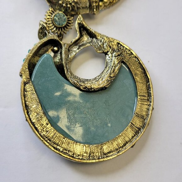 Statement Choker Pendant Necklace Fashion Gemstone Blue Fish Pendant - Picture 11 of 16